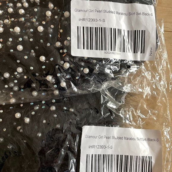 iHeart Raves Glamour Girl Pearl Studded Marabou Skirt Set - Picture 5 of 6